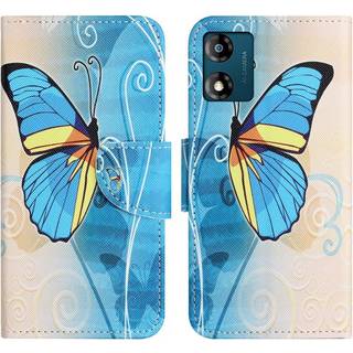 Motorola Moto E13 Læder Flip Cover med Kortholder - Farverig Butterfly