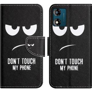 Motorola Moto E13 Læder Flip Cover med Kortholder og Stand - Don´t Touch my Phone