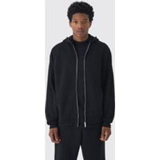 Mens Black 330GSM Oversized Basic Zip Through Hoodie