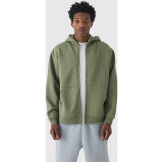 Mens Olive 330GSM Oversized Basic Zip Through Hoodie
