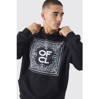 Mens Black Boxy OFCL Bandana Box Graphic Hoodie