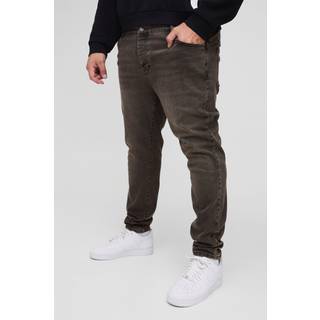 Mens Brown Plus Skinny Stretch Tinted Jeans