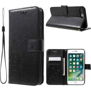 iPhone 7 Plus / 8 Plus Læder Flip Cover med Kortholder - Sort