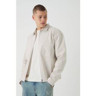 Mens Taupe Oversized Applique 01 Overshirt