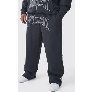 Mens Charcoal Plus Relaxed Cherub Print Joggers