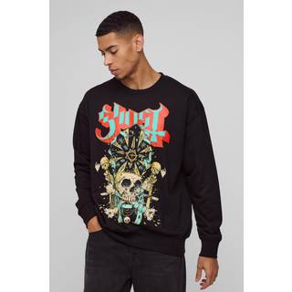 Mens Black Oversized Ghost Band License Print Sweatshirt