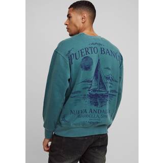 Mens Green Regular Fit Washed Puerto Banus Sweatshirt