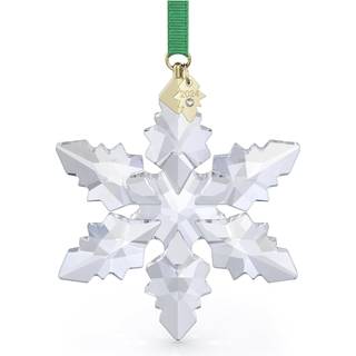 Swarovski ?rlig udgave 2024 Snowflake Ornament Clear Faceted Crystal med guldfarvet metal accenter og gr?n rayon b?nd del af den ?rlige udgave sa