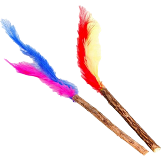 Drillepind med Fjer-Kvast til katte - 27 cm, 2-Pak