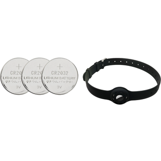 AirTag Batteri 3-Pak & Sort Silikone Halsbånd til Kæledyr