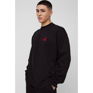 Mens Black Oversized Cherry Embroidered Sweatshirt