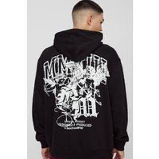 Mens Black Oversized Renaissance Back Graphic Hoodie