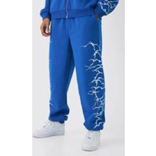 Mens Cobalt Oversized Graffiti Zip Through Joggers