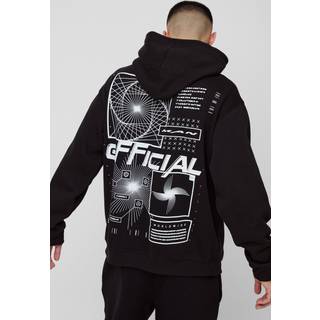 Mens Black Oversized Official Abstract Graphic Hoodie