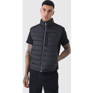 Mens Tall Official Funnel Neck Puffer Gilet In Black