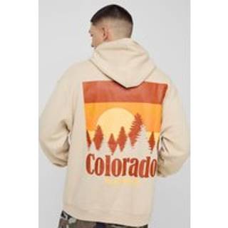 Mens Sand Oversized Colorado Sunset Graphic Hoodie