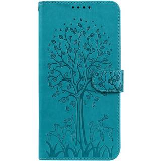 EIDERWOOD Samsung Galaxy S22 Ultra (5G) Imiteret Læder Flip Cover m. Tryk og Pung - Blå