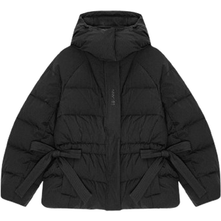 Tech Seersucker Oversized Puffer Jacket F9496 - Black - GANNI - Sort L/XL
