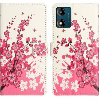 Motorola Moto E13 Flip Cover i læder med kortholder og stand - Cherry