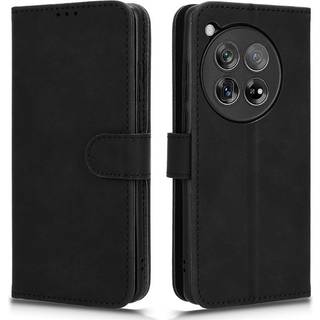 OnePlus 12R 5G Flip Cover PU Læder Sort - Mobilpung med Magnet Luk og Kortholder
