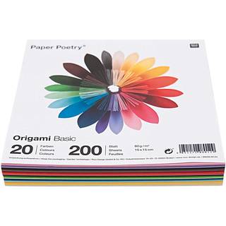 Paper Poetry Origami basic 20x20cm 200 Blatt 20 Farben - Bunt