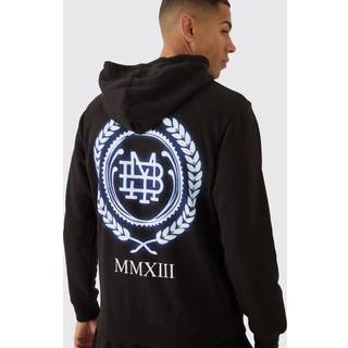 Mens Black Regular Fit MMXIII Crest Graphic Zip Through Hoodie