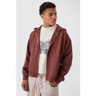 Mens Chocolate Oversized Reverse Loopback Seam Detail Hoodie