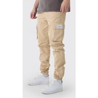 Mens Stone Tall Elasticated Waist Branded Slim Fit Cargo Jogger
