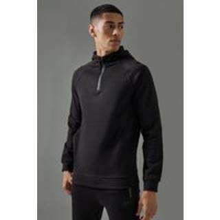Mens Black Man Active Pro Fleece Reg Fit 1/4 Zip Hoodie