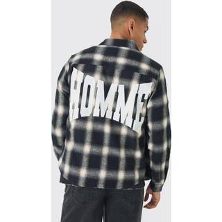 Mens Black Regular Fit Homme Print Check Shirt
