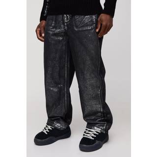 Mens Relaxed Silver Metallic Cracked Jeans