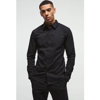 Mens Black Long Sleeve Slim Shirt