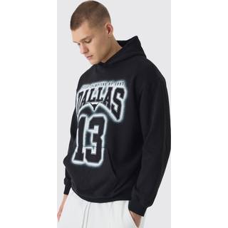 Mens Black Oversized New York Varsity Stencil Graphic Hoodie