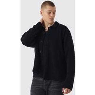 Mens Black Oversized Brushed Knitted Shirt
