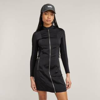 Moto Fitted Dress - Black - Women