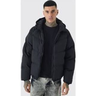 Mens Tall Man Regular Fit Hooded Puffer Coat In Black
