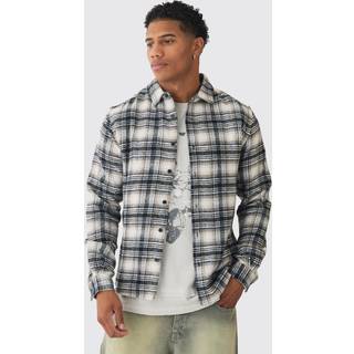 Mens Stone Regular Fit Homme Print Check Shirt