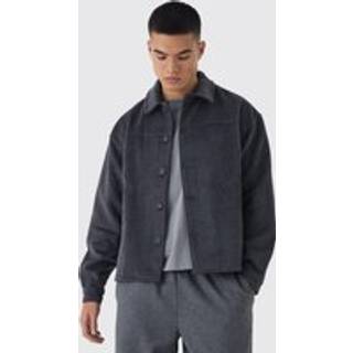 Mens Charcoal Boxy Heavyweight Brushed Overshirt