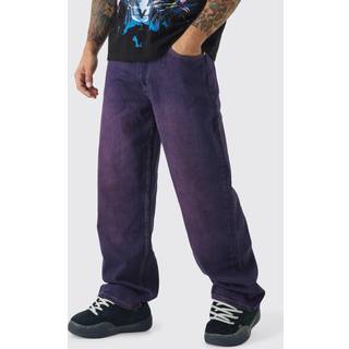 Mens Relaxed Rigid Dark Pink Tinted Jeans