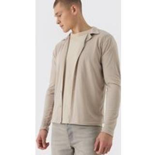Mens Stone Regular Fit Long Sleeve Interlock Shirt