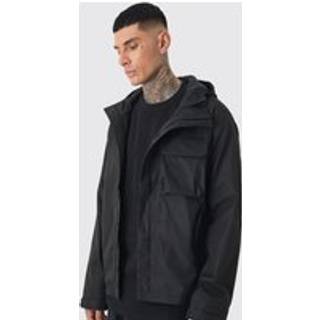 Mens Tall Lightweight Hooded Parka Jacket In Black