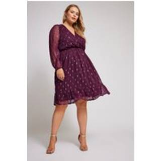 Yours Curve Yours Curve Purple London Metallic Dobby Wrap Midi Dress - EU 44 (UK 16)