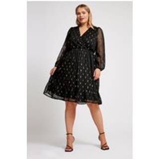Yours Curve Yours Curve Black London Metallic Dobby Wrap Midi Dress - 26-28