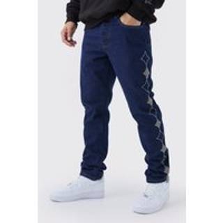 Mens Indigo Slim Rigid Star Embellished Jeans