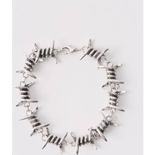 Mens Silver Barbwire Style Chain Bracelet