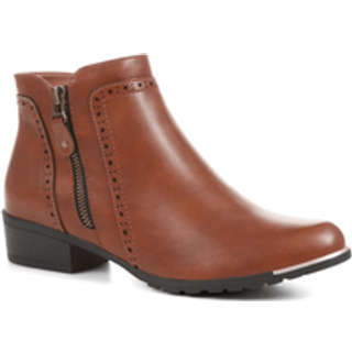 Pavers Pavers Brown Wide-Fit Brogue Ankle Boots