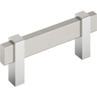 Amerock Mulino 3 tommer (76 mm) Center-to-Center Satin Nickel/Polished Chrome Cabinet Pull BP36722G1026