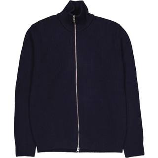 Norse Projects Hagen Wool Cotton Rib Full Zip Jacket Dark Navy - L