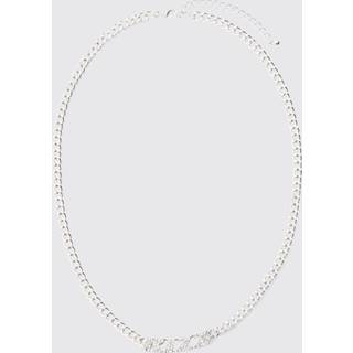 Mens Iced Rizz Necklace In Silver