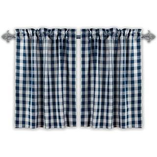 AIKING HJEM LETTER Lille vinduesbehandlingsgardin-2-paneler Picnic-rutet m?nster K?kkengardinniveauer med 2,5-tommer stanglomme polyester (28x30